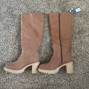 Brown knee high boots